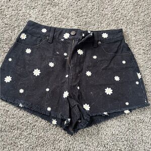 PacSun Black Floral Jean Shorts